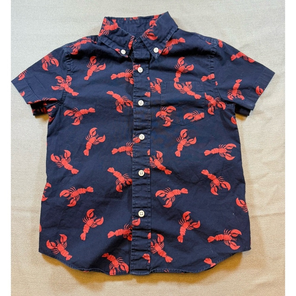 J.Crew Crewcuts Shirt Boy 4/5 Lobster  Short Sleeve